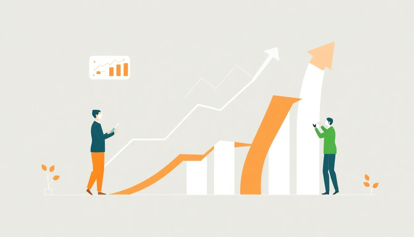 Ilustração corporativa de crescimento empresarial e consultoria